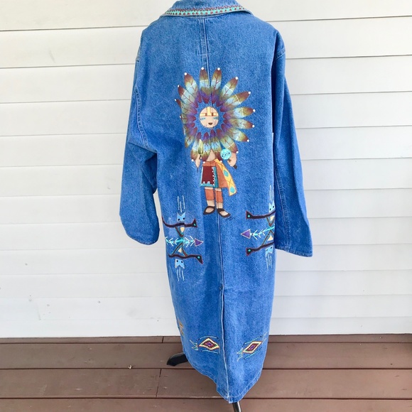 Sunbelt BeJeweled Painted Denim Duster Coat - Picture 2 of 8